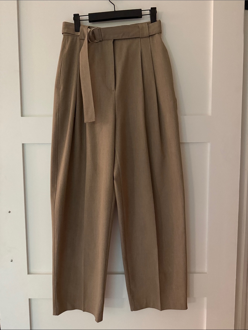 Source Unknown High-Waist Wide Leg Belted Trousers - Taupe